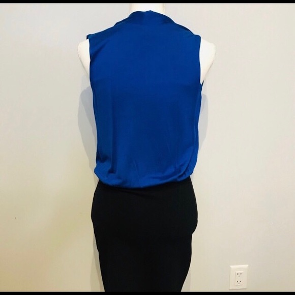 French Connection Royal Blue & Black V-Neck Great Dress for Work Size 8 - Picture 4 of 8